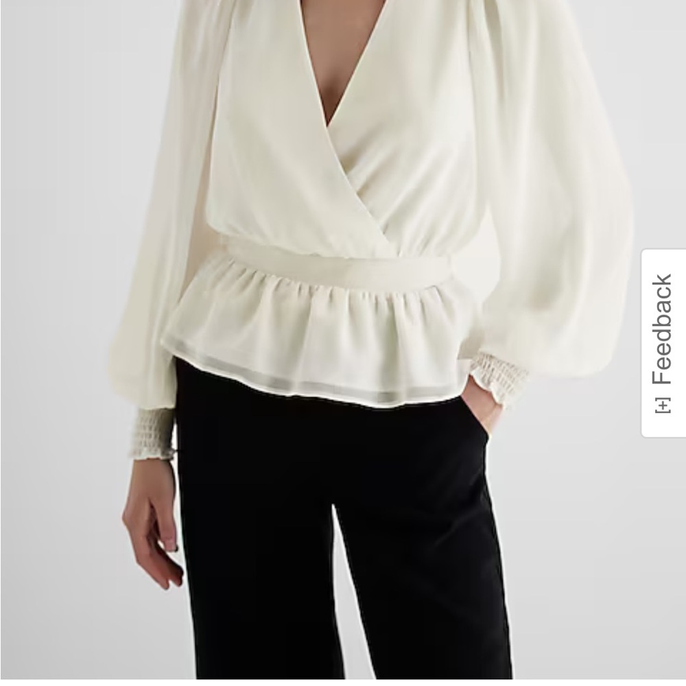 Express Cream Wrap Blouse